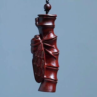 小叶紫檀一鸣惊人手把件文玩红木把玩手件汽车摆件知了钥匙扣挂件