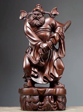 黑檀实木雕刻天师福神钟馗神像摆件家居客厅装饰工艺礼品店铺供奉