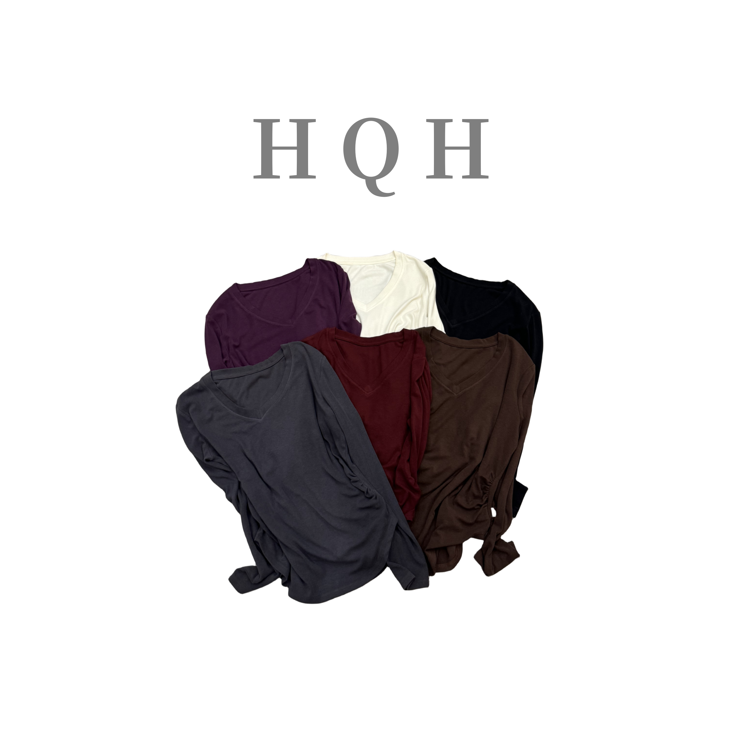 V领简约经典百搭褶皱收腰T恤