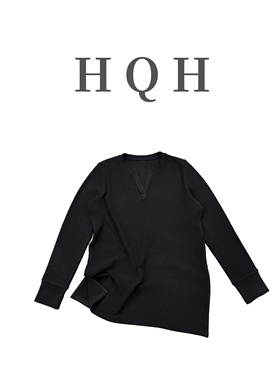 『1455#』韩版正肩通勤松驰感慵懒随性简约时尚百搭开V领长袖T恤