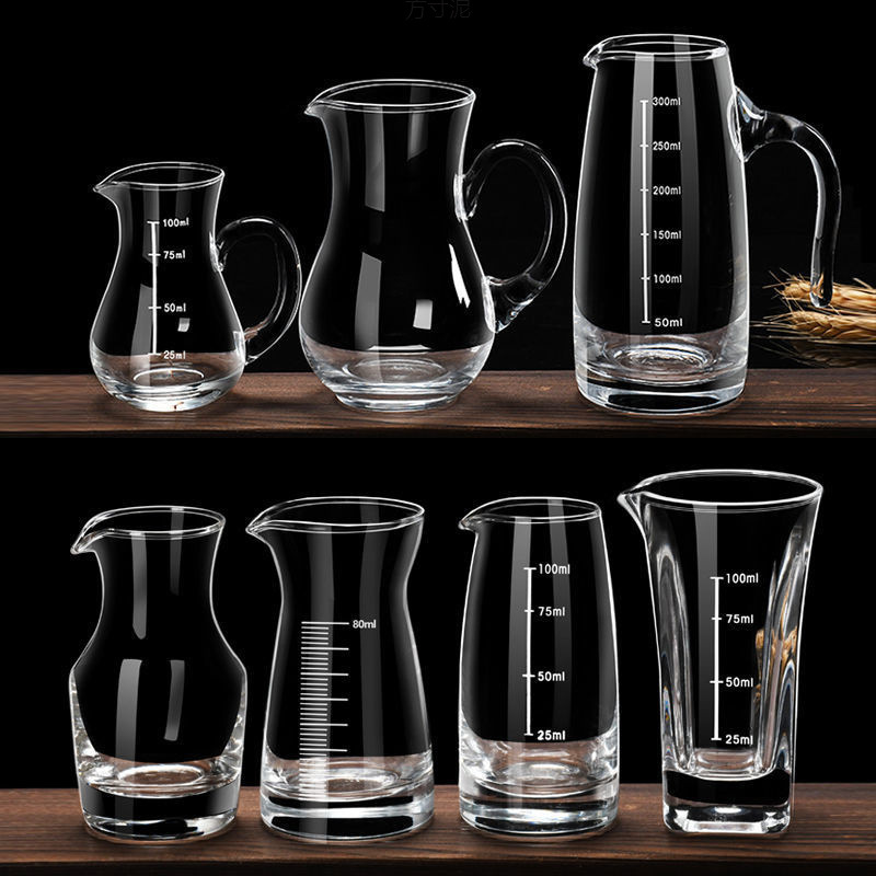 分酒器玻璃醒酒器家用分酒壶白酒壶红酒洋酒壶刻度带把小酒壶酒盅