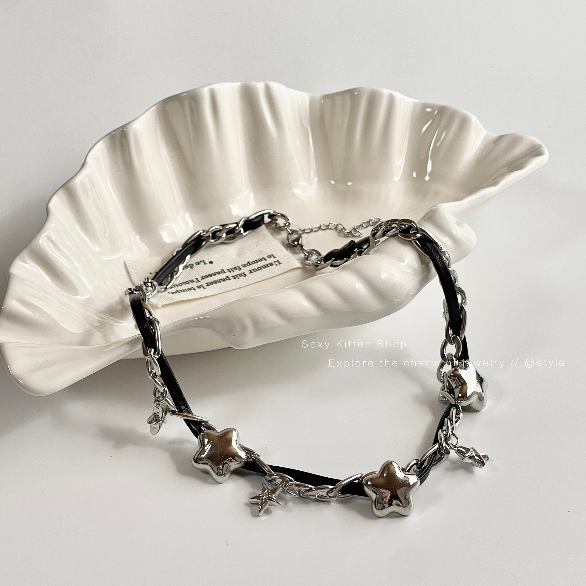 Y2K甜酷重工日韩hoker黑色星星缠绕冷淡风亚文化配饰项链锁骨链