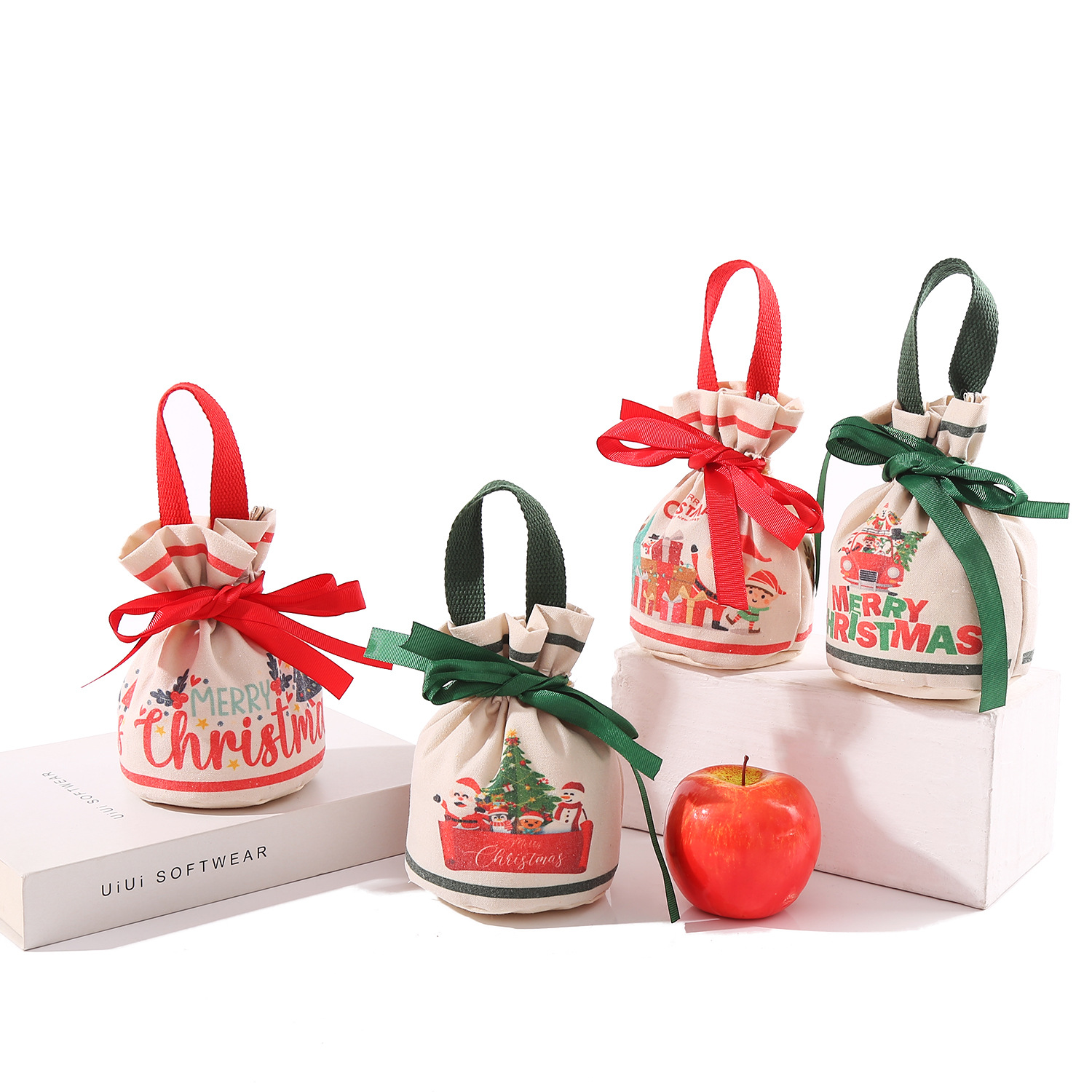 圣诞节袋平安夜包装礼盒儿童in手提糖果袋帆布喜糖袋