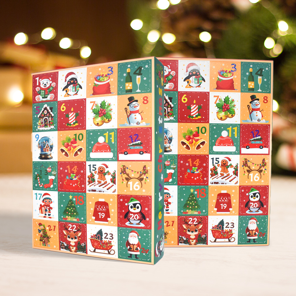 新款24格趣味圣诞节盲盒空盒现货戳戳乐彩色惊喜礼物盒子儿童礼物