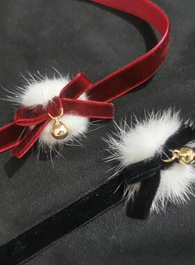 秋冬圣诞项圈铃铛毛毛结oker脖子饰品短款项链