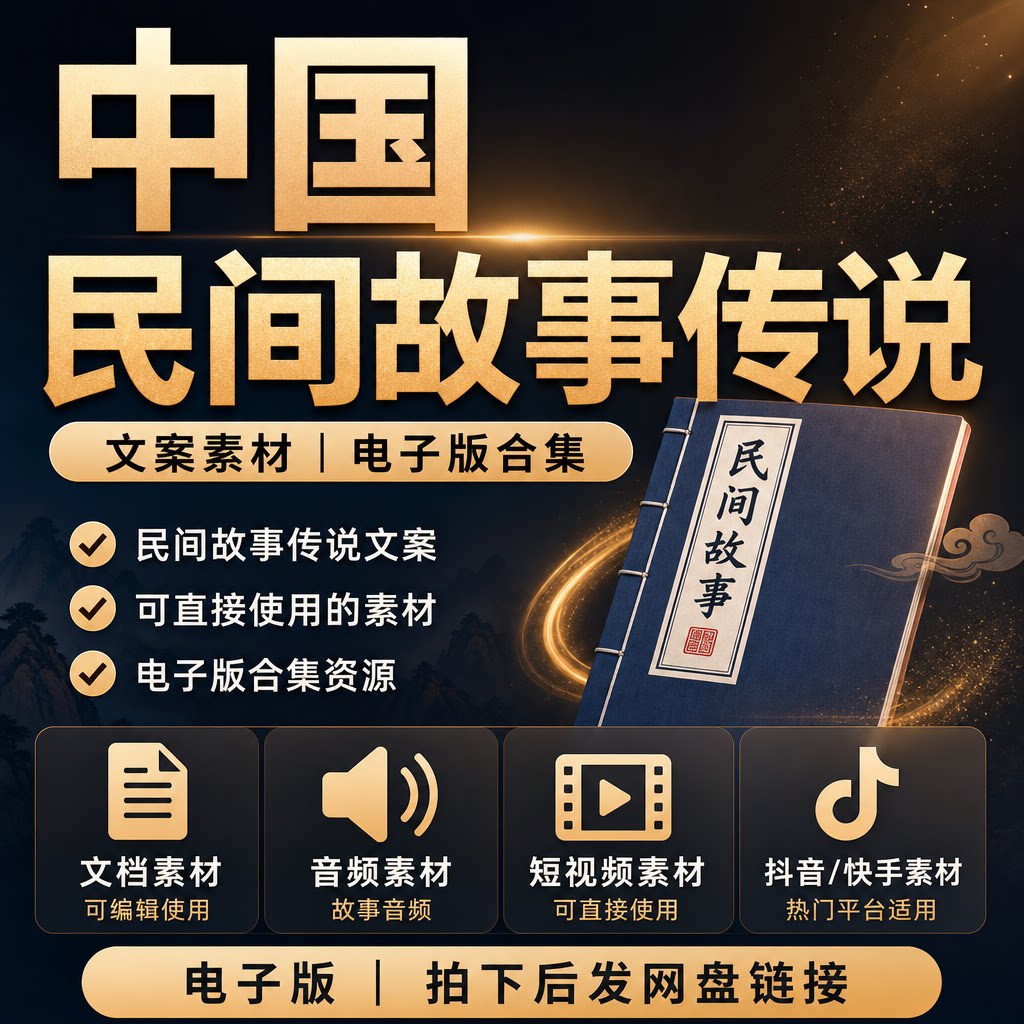 中国民间故事传说音频短视频文案素材电子版合集抖音快手文档