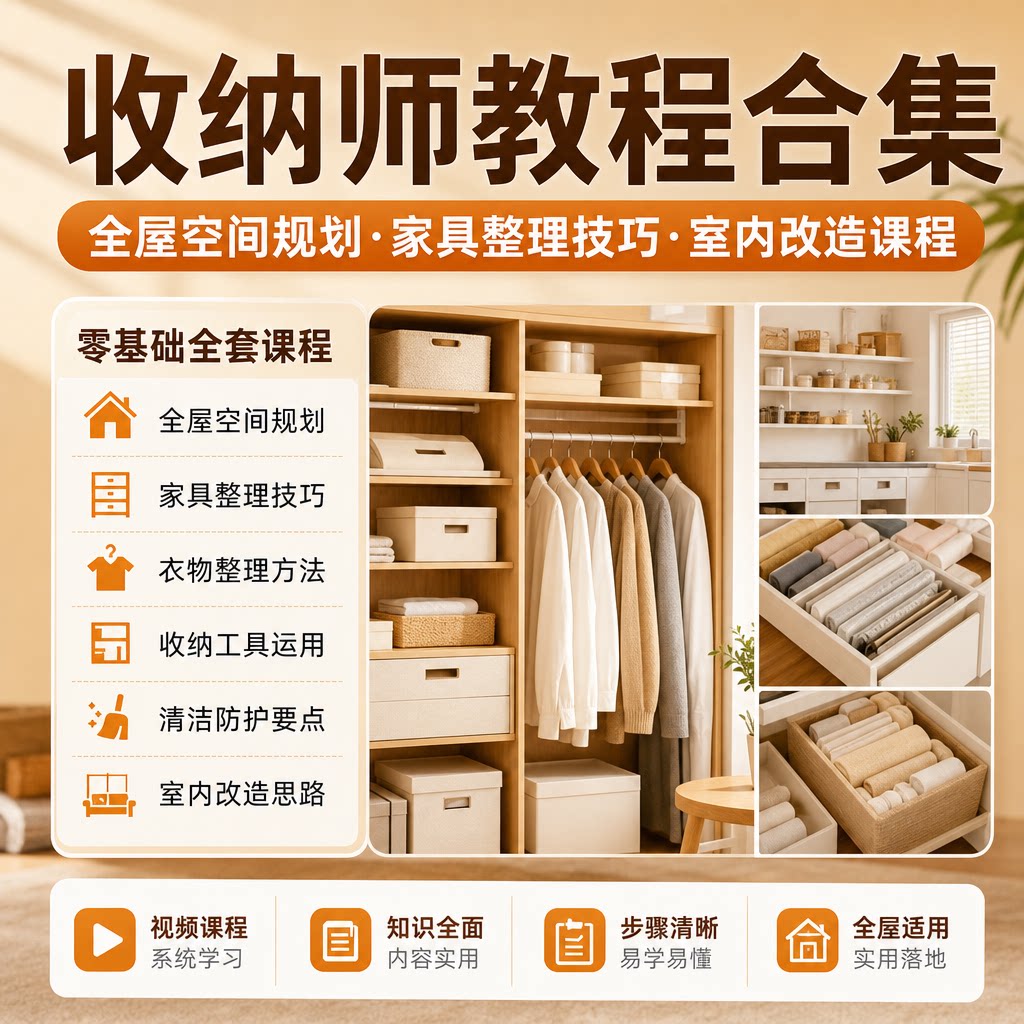 收纳师教程合集全屋空间规划家具整理技巧室内改造零基础实操课程