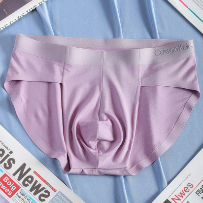 四季男士三角内裤莫代尔无痕透气运动大码青年舒适个性紫色短裤头