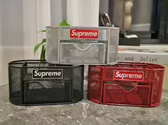 Trendy Brand Metal Fashion Pen Holder Creative Personality Office Student Desktop Large Capacity Multi-Grids Pen Holder Storage Bucket