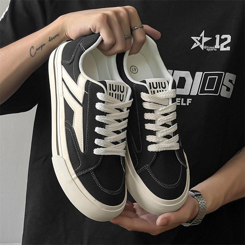 男鞋子潮鞋2025新款帆布鞋男低帮韩版百搭小众设计运动休闲滑板鞋