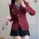 今治图南馆原创日系学院风JK西装 百搭 制服外套校供感西服红色开衫