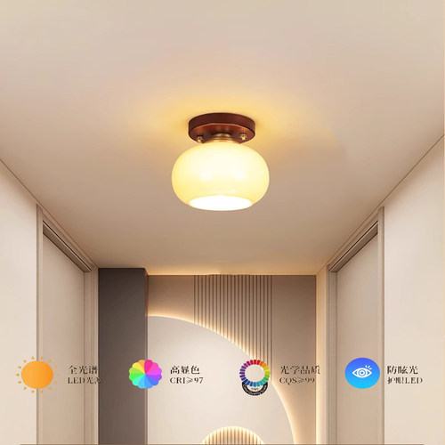 中古风实木美式复古吸顶灯