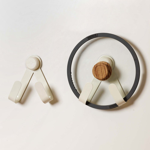 奶油风壁挂锅盖架 免打孔厨房墙菜板置物架子放置砧板架收纳神器