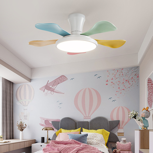 护眼儿童风扇灯卡通五彩直叶男女孩卧室书房灯创意离线语音控制灯
