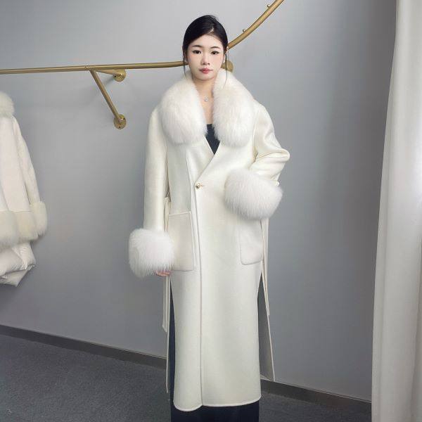 狐狸毛皮草外套女2024新款短款高端真毛羊毛呢子大衣高级感爆款冬