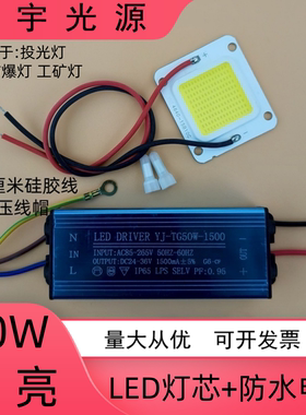 高亮LED投光灯灯芯50W路灯工矿灯片集成灯珠光源防爆驱动器板配件