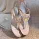 羊皮版 配裙子罗马凉鞋 RC水钻绝美夹趾粗跟凉鞋 女夏外穿气质法式
