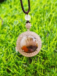 生机勃发编号998收藏级玉石吊坠正品黄龙玉水草花挂件项链送女儿