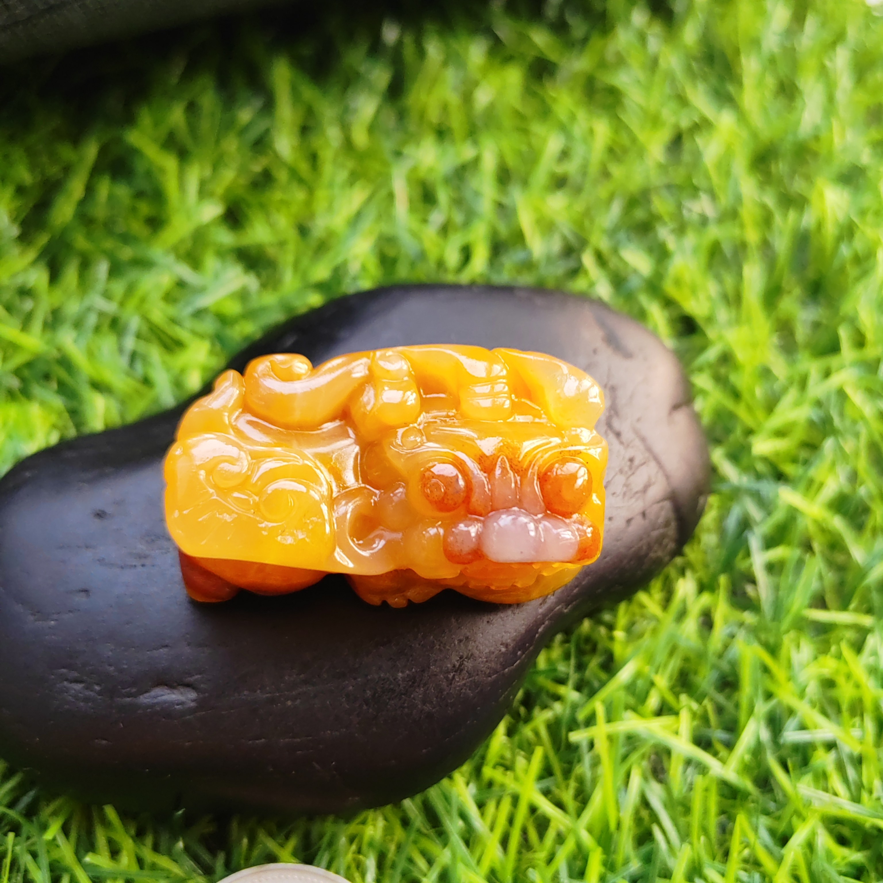 实拍正品黄龙玉貔貅挂件皮丘保真保 A货纯天然玉石3号38*15*13