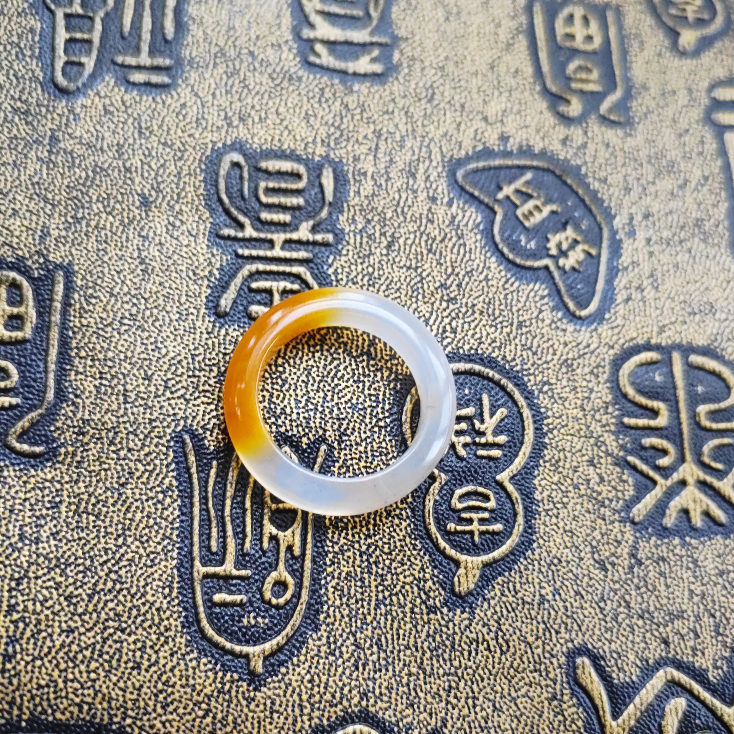 卡18一口糖玉石戒圈5*4A货纯天然玉石官方正品黄龙玉戒圈戒指39号