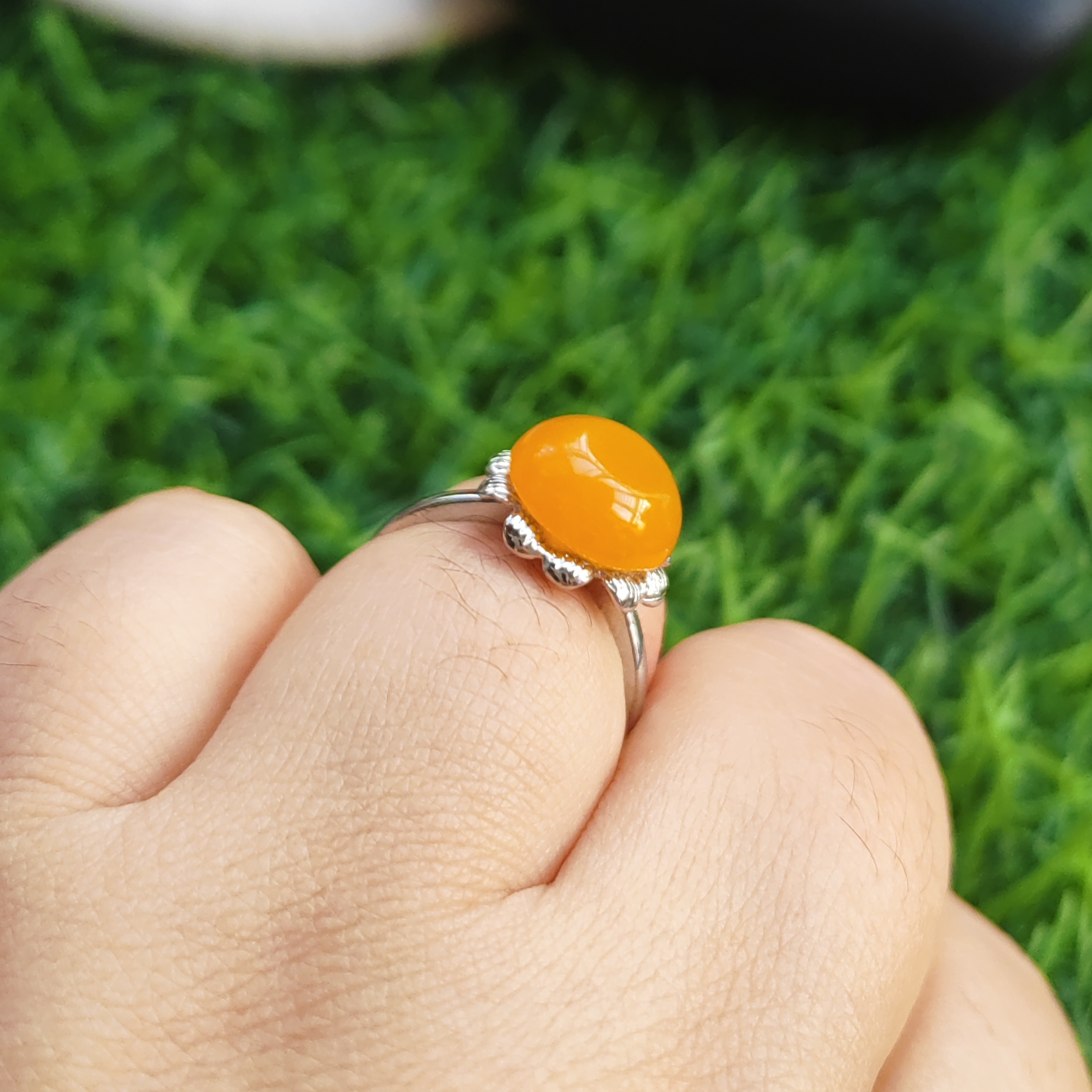 缅黄玉戒A级纯天然玉石宠粉福利蛋面戒指活口调节大小正品黄龙玉2