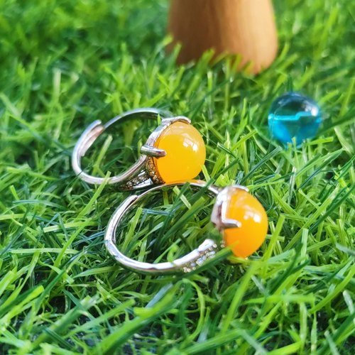 正品天然A货黄龙玉戒指黄玉戒指玉石戒指随机发鸡油黄浅黄藕粉9mm