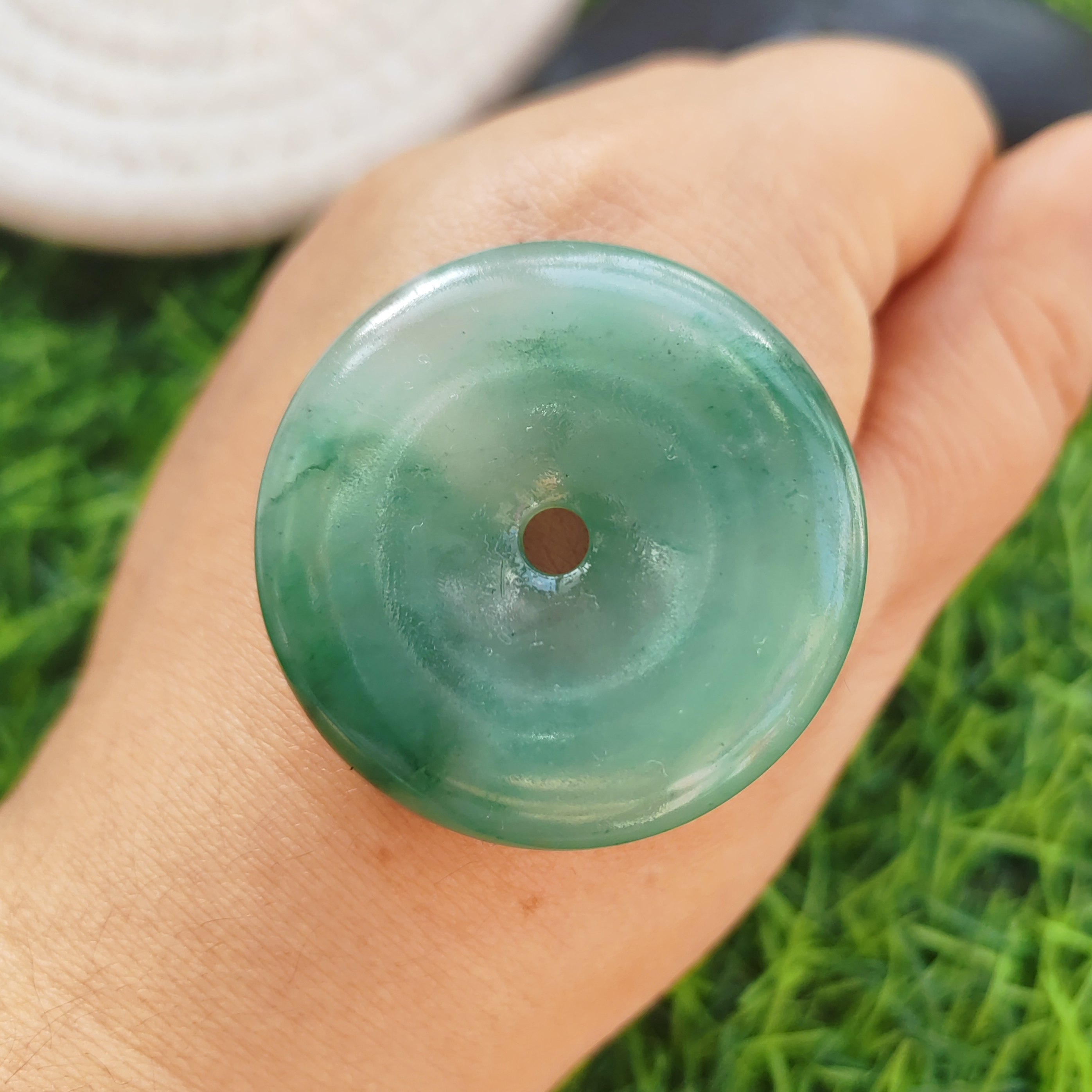 实拍清新山水平安扣纯天然玉石A级正品非洲翠平安扣保真40*8mm