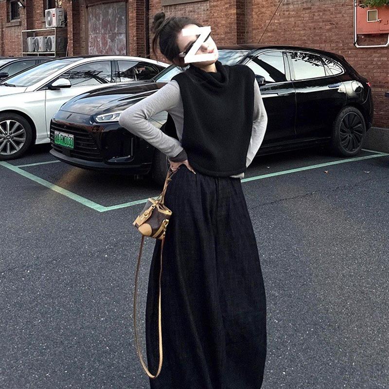 早秋巨好看减龄三件套韩系ootd穿搭一整套马甲打底衫阔腿裤套装女