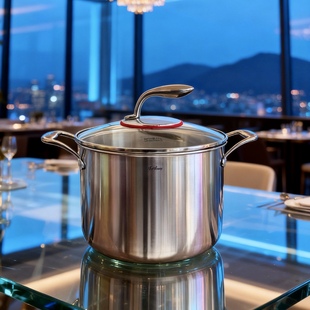 霸气厚重 304不锈钢汤锅加深双耳大家庭汤锅加厚熬粥煲汤锅24cm