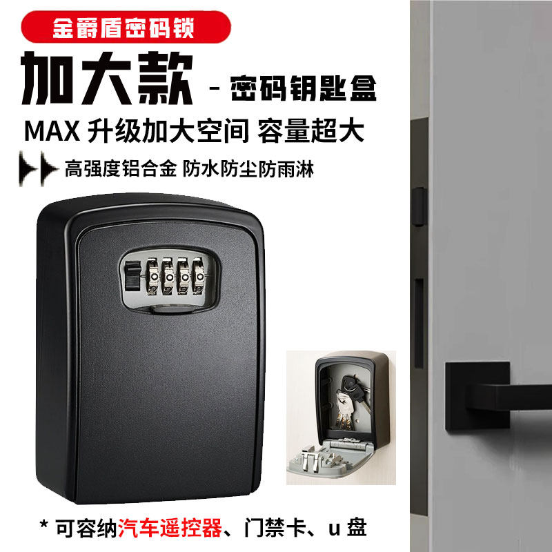 加大款密码钥匙盒全金属工地猫眼加大密码锁盒子家用门口防盗箱子
