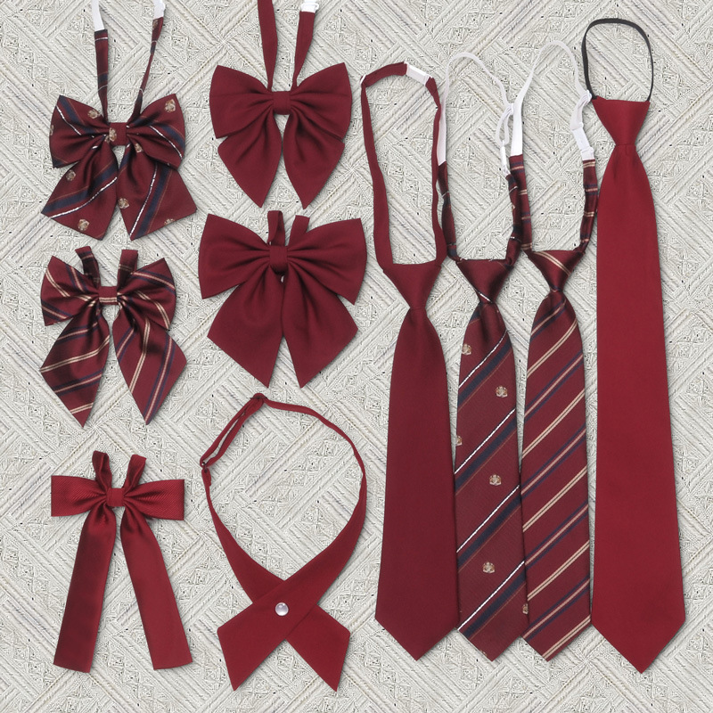 学士服领结蝴蝶结女酒红色毕业照领带男日系jk学院风免打衬衫配饰