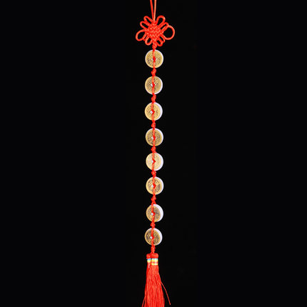 纯黄铜八帝钱八仿白玉挂件仿白玉石串葫芦平安扣挂件厕所对卧室