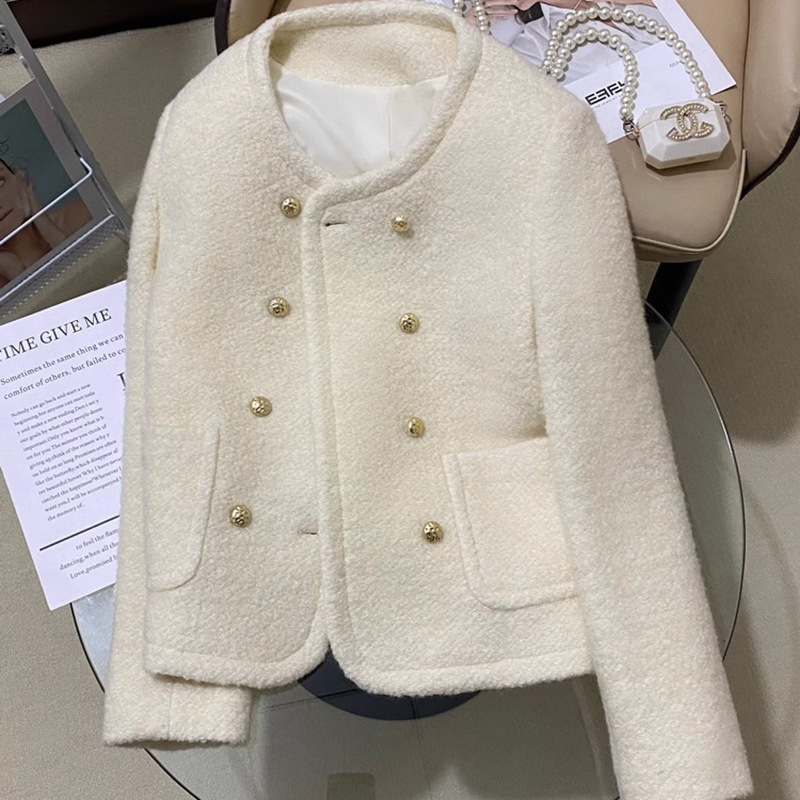 米色加厚保暖香风外套2025气质冬新款温柔时尚高级休闲上衣A8722