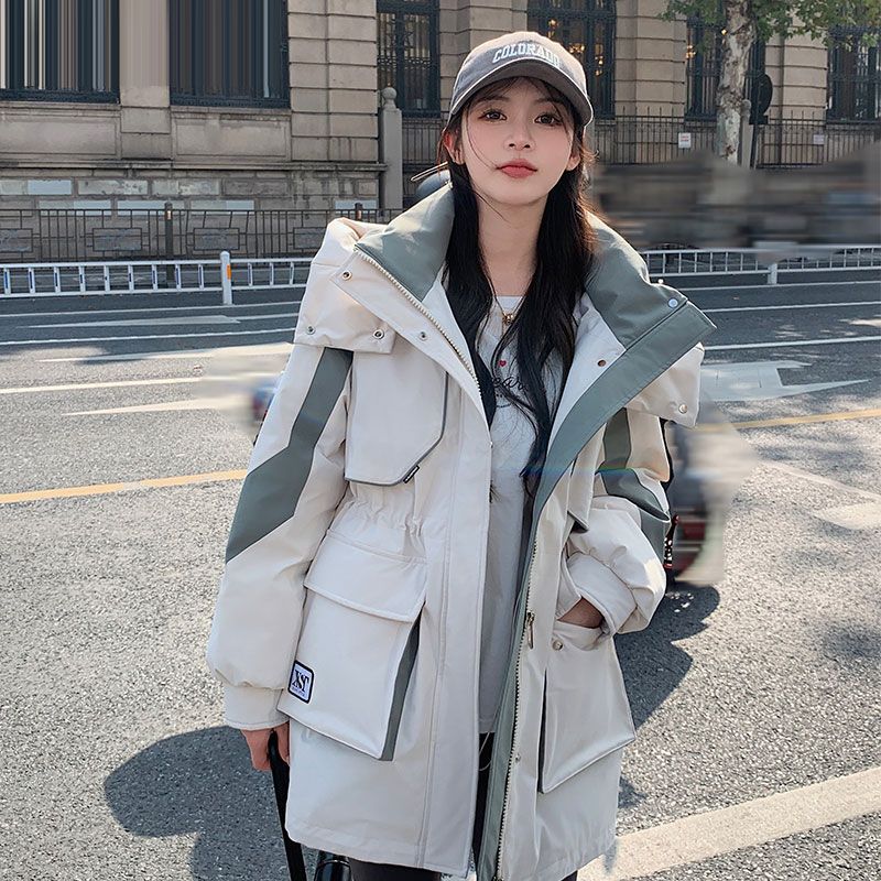 2025冬季新款中长款派克羽绒服冬季小个子收腰连帽冲锋衣保暖外套