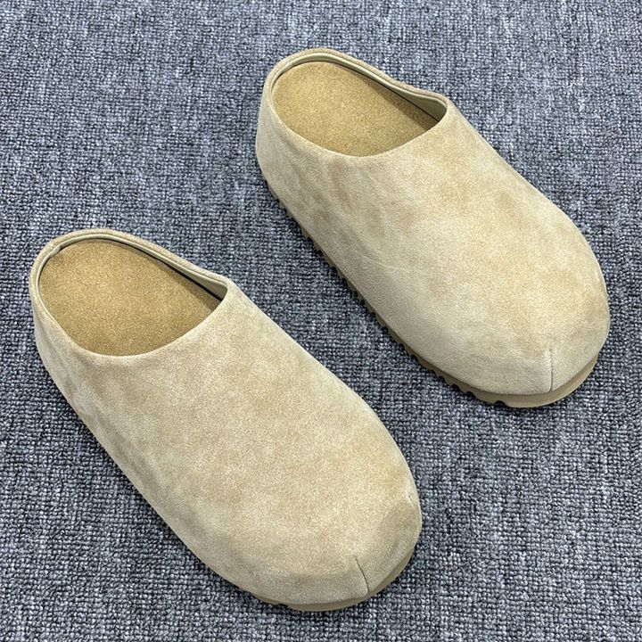 2025年秋季新款厚底百搭勃肯鞋内增高包头半拖鞋女外穿大头懒人鞋