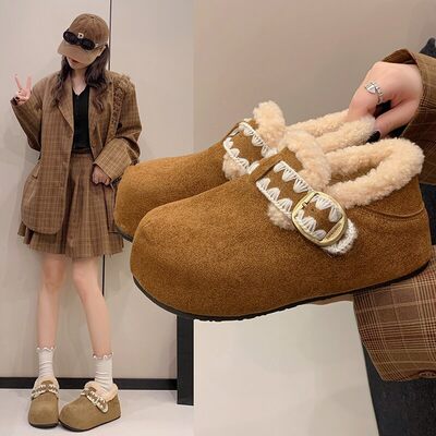 小个子增高毛绒雪地靴女2025冬季新款加厚加绒保暖全包勃肯鞋棉鞋