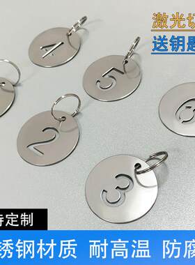 不锈钢麻辣烫号码牌数字金属手牌幼儿园水杯酒店编号钥匙牌定制