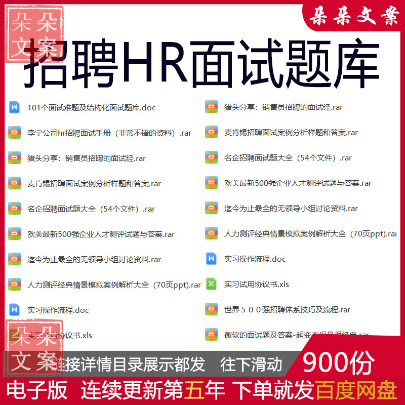名企招聘HR面试题库面试难题及结构化面试题销售人员面试手册