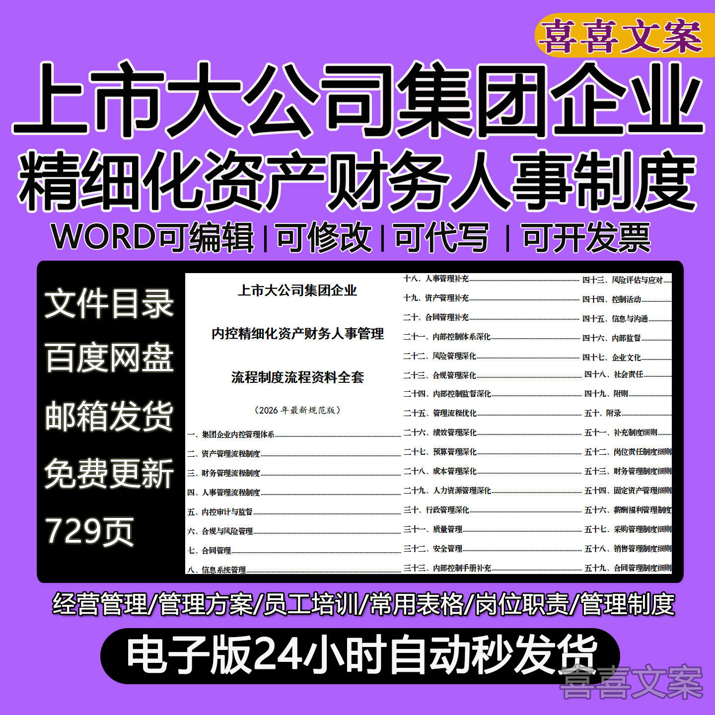 上市公司集团企业内控精细化资产财务人事管理流程制度流程word