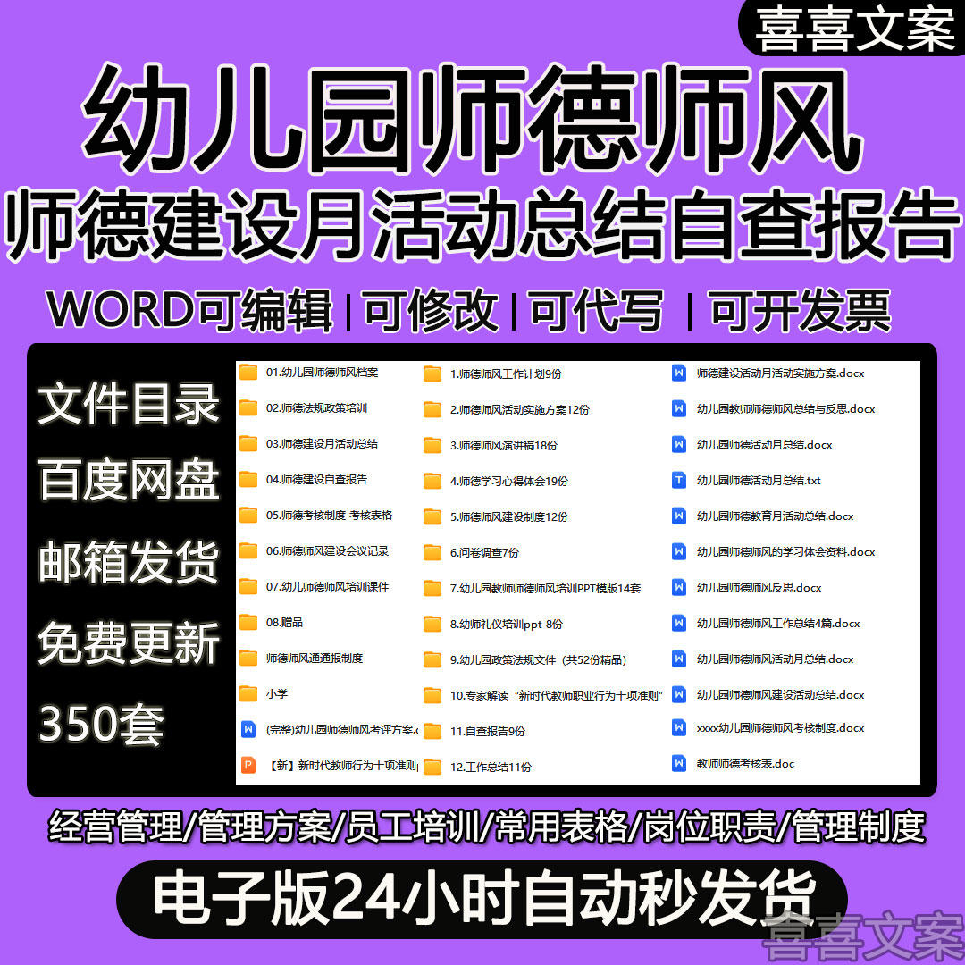 幼儿园师德考核制度考核表格师德建设自查报告师德建设月活动总结