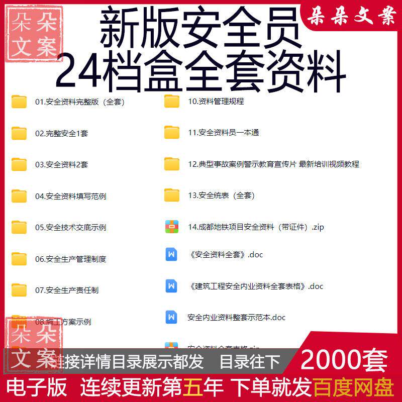 新版安全员24档盒全套资料安全资料填写范例安全技术交底示例预案