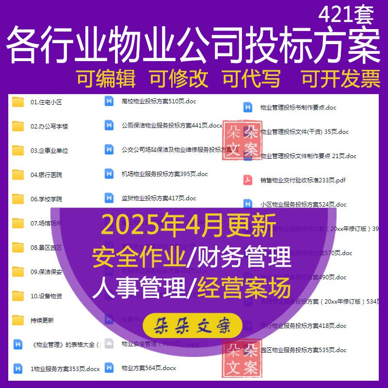 物业公司投标方案小区医院银行招标书Word管理服务方案文件范本