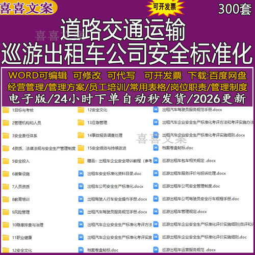 道路交通运输巡游出租车公司安全标准化隐患排查和治理及应急预案