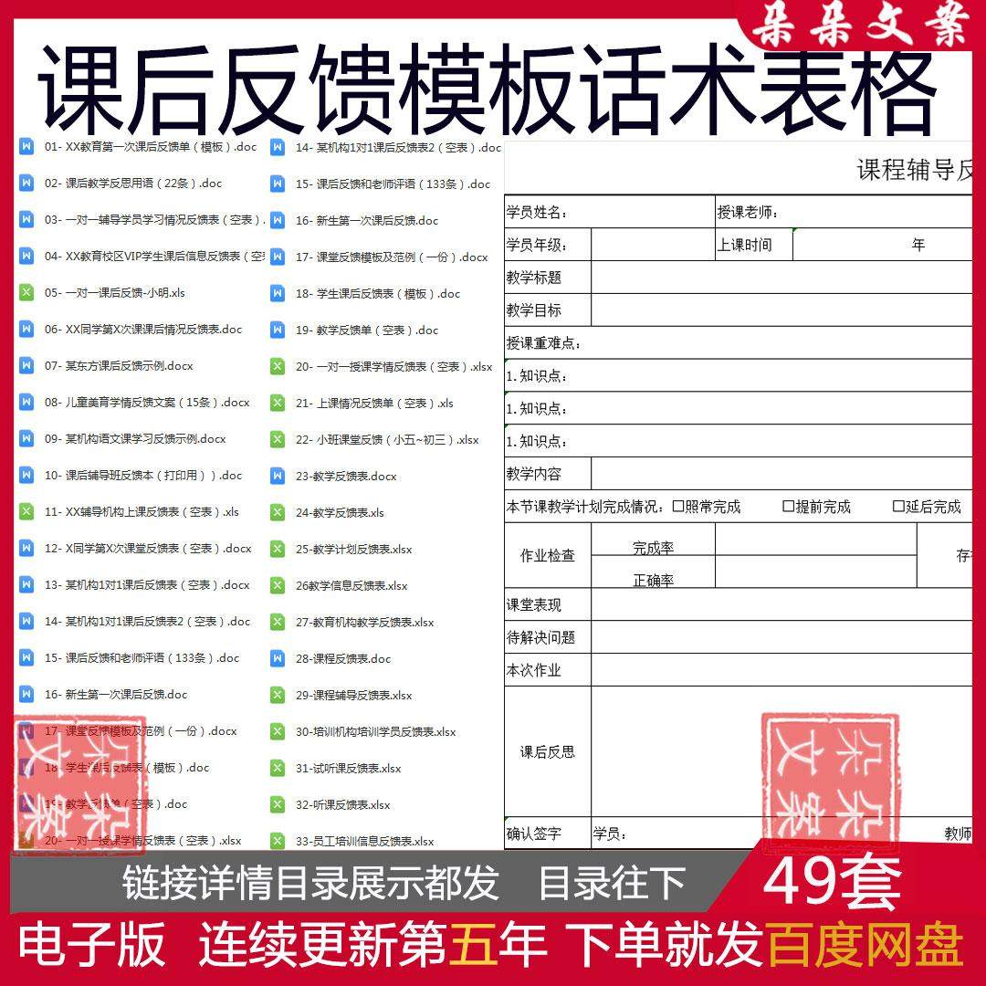 课后反馈模板话术表格及培训学校反馈示例教育机构老师课后评价语