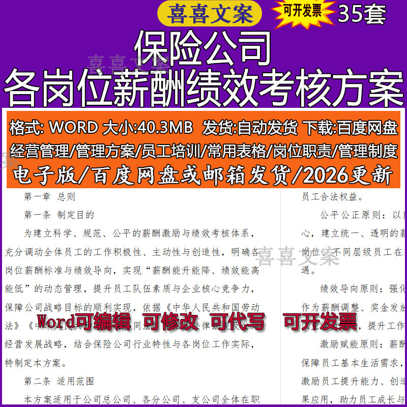 保险公司基层资深员工主管级经理级高管级各岗位薪酬绩效考核方案