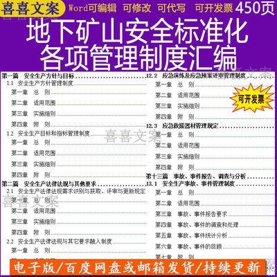 地下矿山安全标准安全生产事故事件应急预案工伤保险管理制度汇编