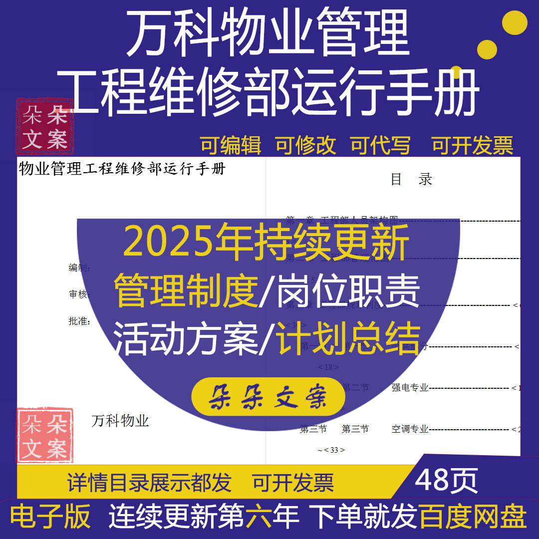 万科物业管理工程维修部运行手册人员架构图及规章制度调配流程