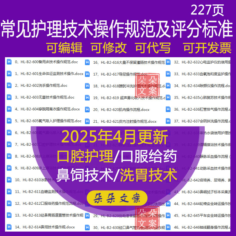 医院常见护理技术操作规范护理操作流程图评分标准表word范本资料