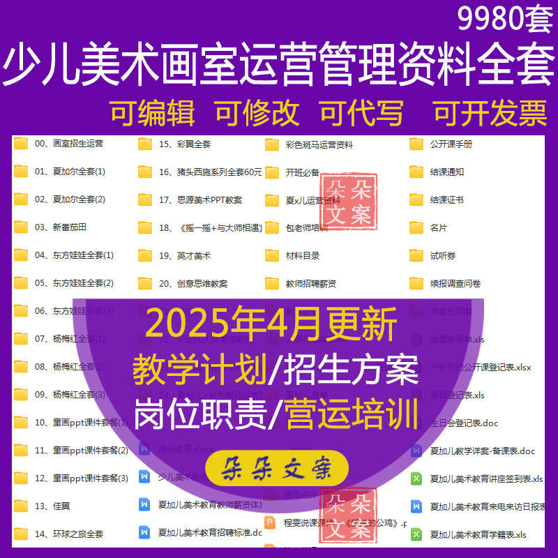 少儿美术画室运营管理资料全套课件教材美术教程培训班课程教案