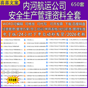 内河航运公司安全生产管理制度岗位职责操作规程应急预案资料全套